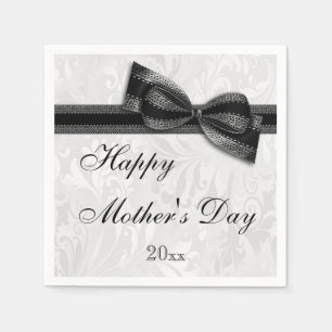 Mother's Day Party Damask and Bow Napkins