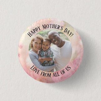Mother's Day Pastel Pink Green Watercolor Tie-Dye Button