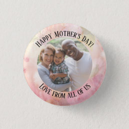 Mother&#39;s Day Pastel Pink Green Watercolor Tie-Dye Button