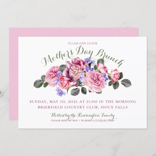 Mothers Day Pastel Spring Pink Floral Invitation