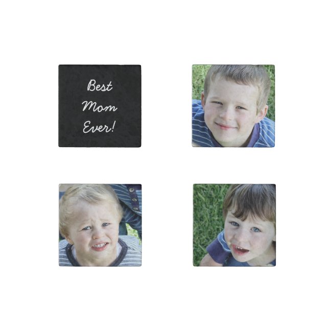 Mother's Day personalised photo stone magnet set (Front)