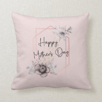 Mother's day Personalize Image Pink Floral Photo  Throw Pillow