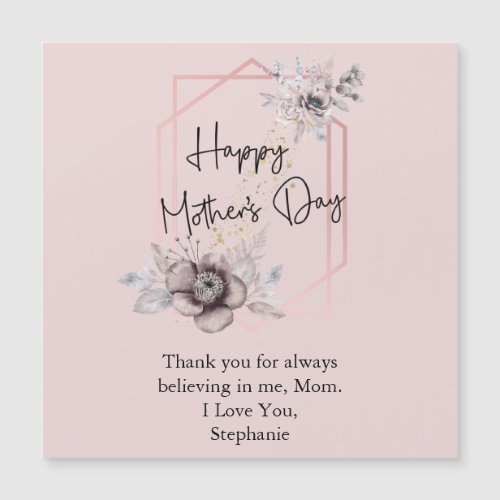 Mothers Day Personalize Pink Gray Floral  Magnet