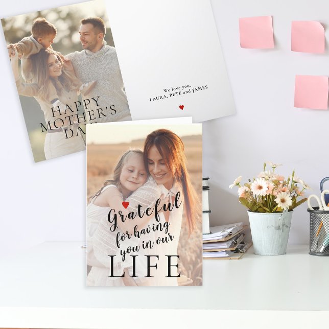 Mothers Day personalized 2 photos and text Holiday Card (Creator Uploaded)