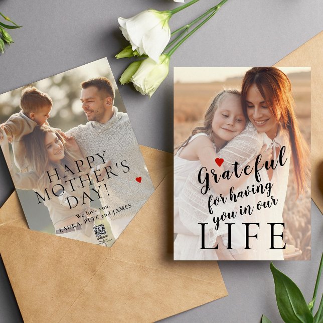 Mothers Day personalized 2 photos and text Holiday Card (Creator Uploaded)