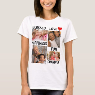 Mothers Day Personalized Blessed Grandma 4 Photo T-Shirt