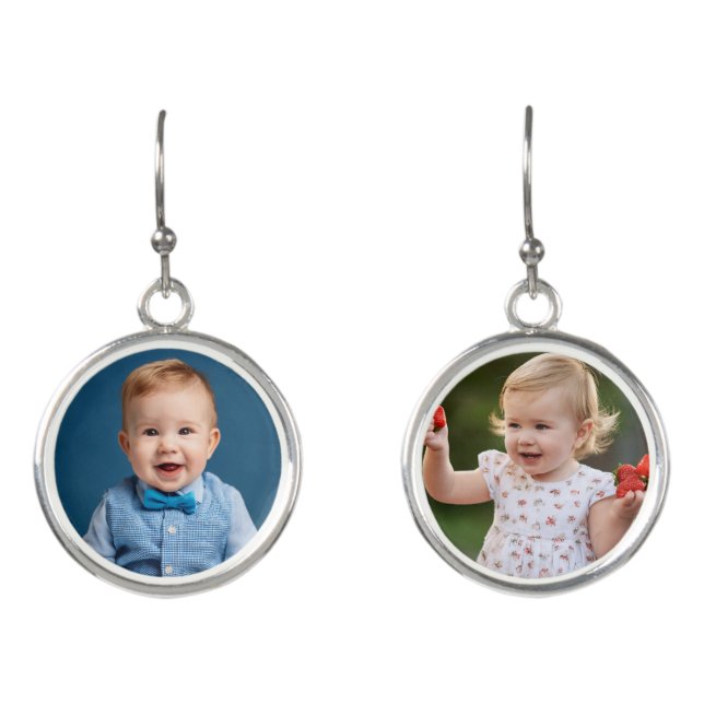 Mother's day Personalized kids photo  Earrings (Front)