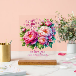 Mother's Day Personalized Peony Acrylic Sign