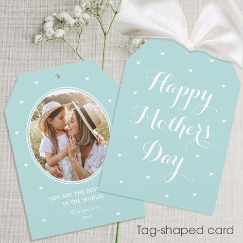 Mothers Day Personalized Photo Name Mint Green Card