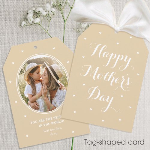 Mothers Day Personalized Photo Name Pale Gold Card