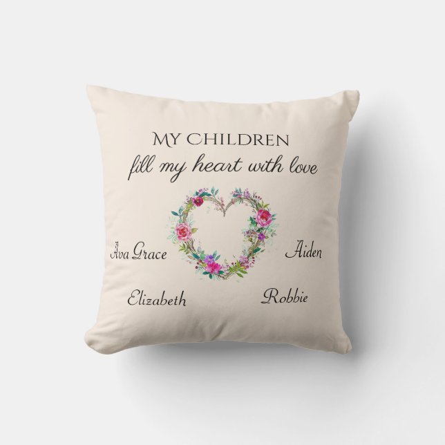 Mother's Day Personalized Throw Pillow (Front)