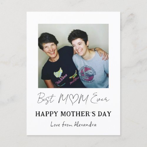 Mothers Day photo Best mom ever simple modern Holiday Postcard