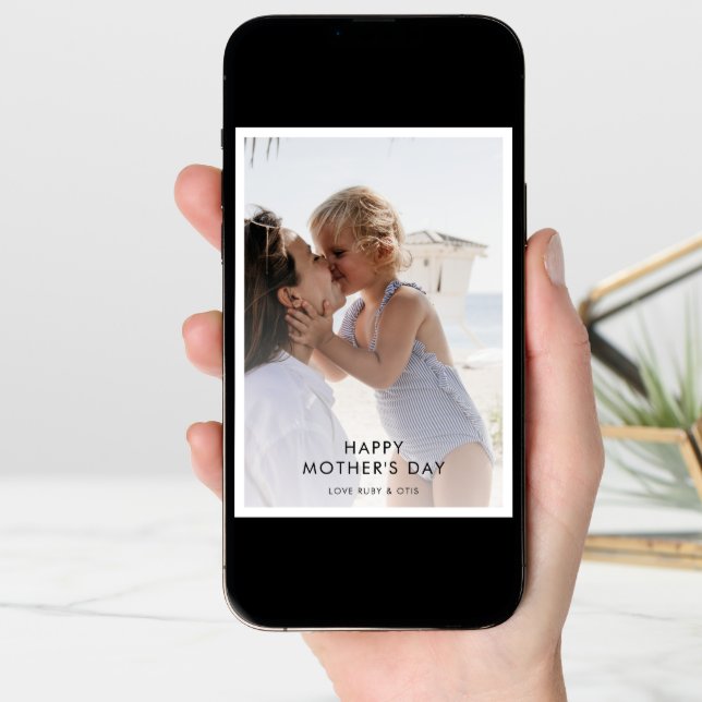 Mother's Day | Photo Best Mom Modern Minimalist Card (Front Digital)