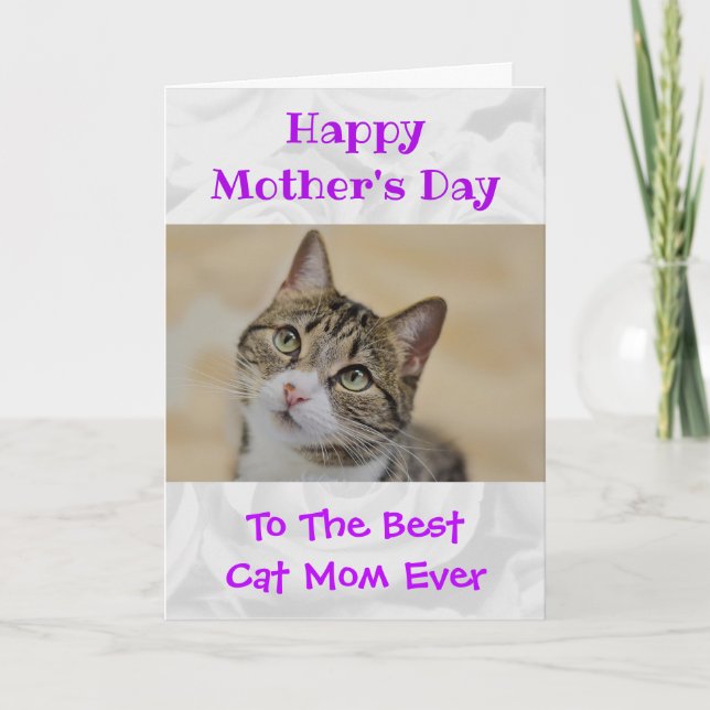 Mother's Day Photo Cat Mom World's Best Ever Pet Holiday Card (Front)
