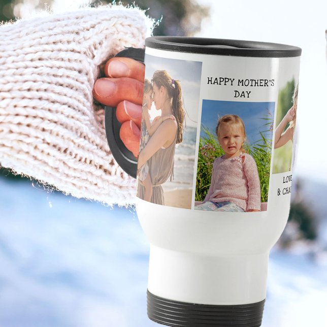 Mother's Day Photo Collage 4 Vertical Photo Travel Mug (Creator Uploaded)