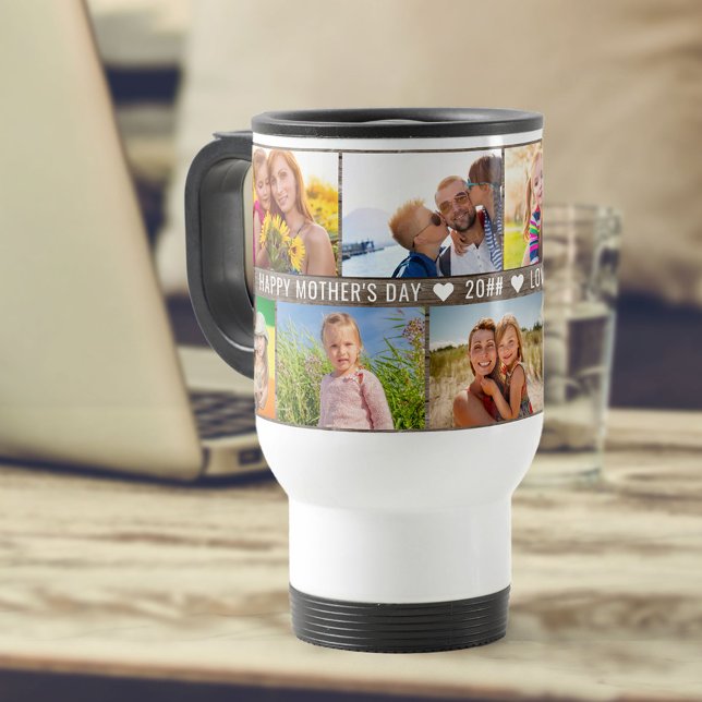 Mother's Day Photo Collage 9 Photos & Custom Text Travel Mug (Creator Uploaded)