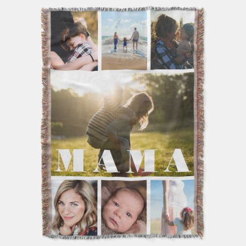 Mothers Day Photo Collage Mama Throw Blanket