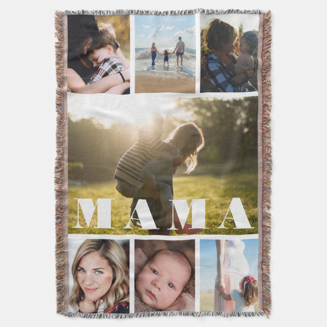 Mother's Day Photo Collage Mama Throw Blanket (Front Vertical)