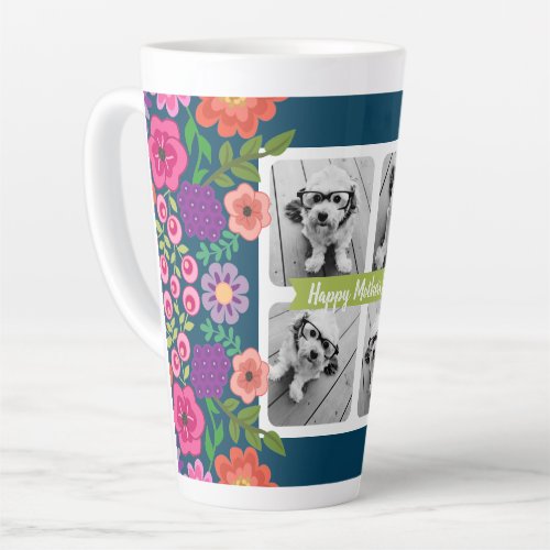 Mothers Day Photo Collage _ Modern Spring Flowers Latte Mug