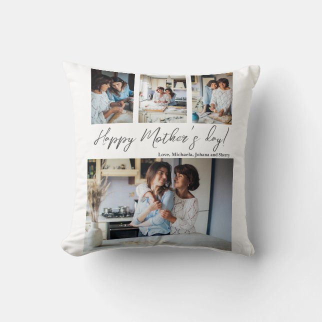 Mother's Day Photo Collage Throw Pillow (Front)