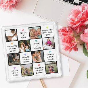 Mothers Day Photo Collage With Best Mom Quotes Acrylic Tray