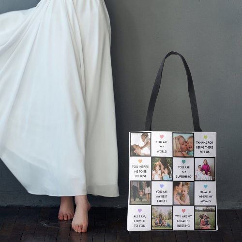 Mothers Day Photo Collage With Best Mom Quotes Tote Bag