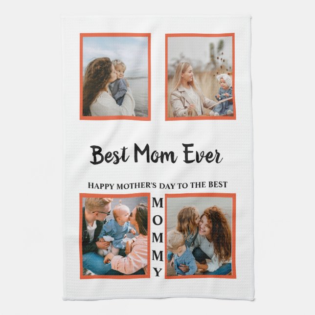 Mother's day photo display collage for mom kitchen towel (Vertical)