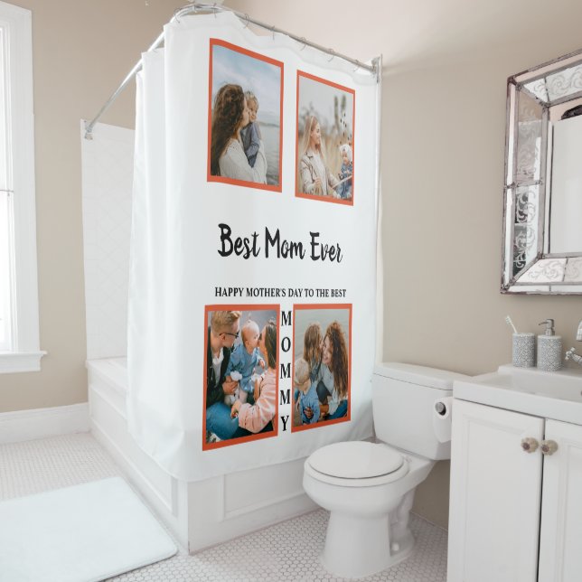 Mother's day photo display collage for mom shower curtain (In Situ)