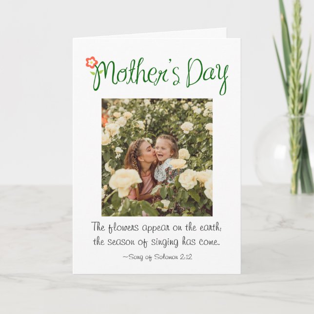 Mother's Day Photo Flowers Appear Bible Christian Holiday Card (Front)