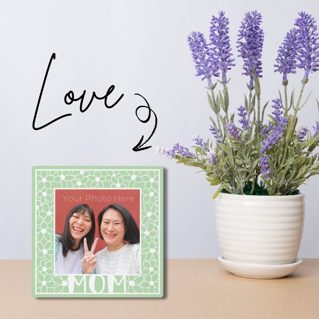 Mother's Day Photo Gift From Adult Daughter  Plaque (Cute green photo plaque with your photo is a Mother's Day gift she will cherish every day!)