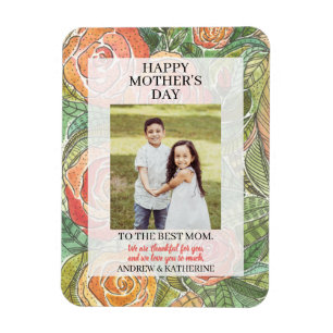 Mother's Day Photo Gift Pretty Floral Roses Magnet