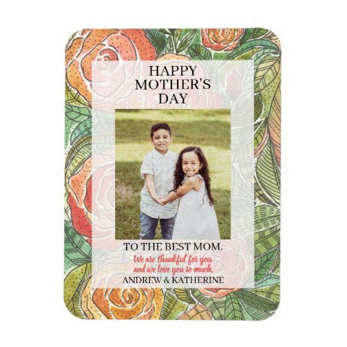 Mothers Day Photo Gift Pretty Floral Roses Magnet