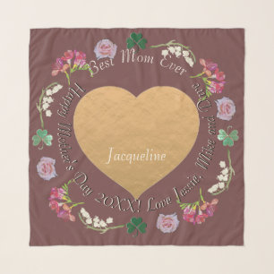 Mother's Day Photo Heart Floral Scarf
