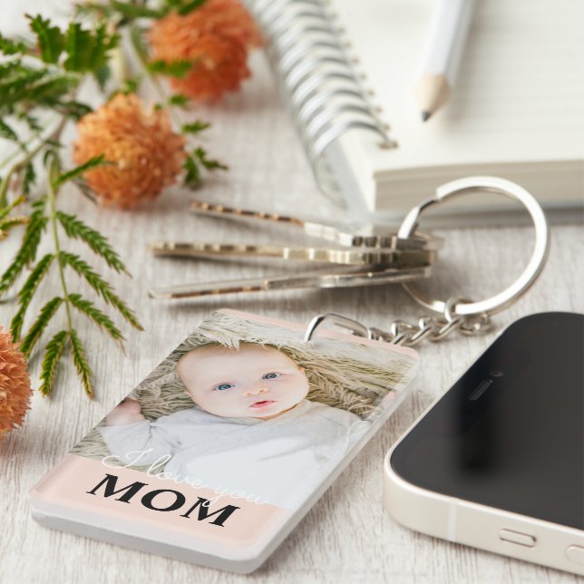 Mother's Day Photo I love you Mom Keychain (Front Right)