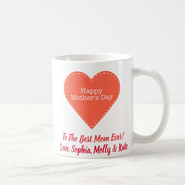 Mother's Day Photo Mom Best Ever Cute Heart Coffee Mug (Right)