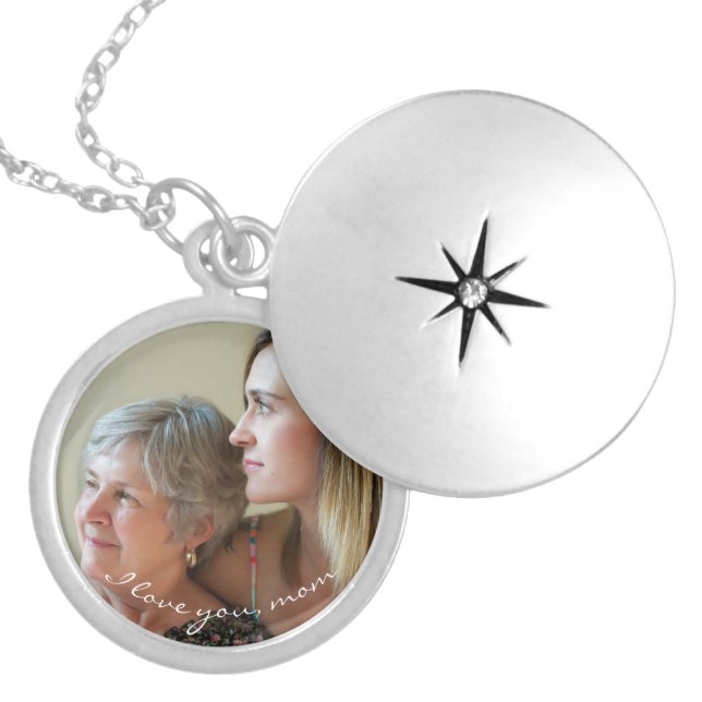 Mothers Day Photo Necklace Silver Plated Locket (Front)