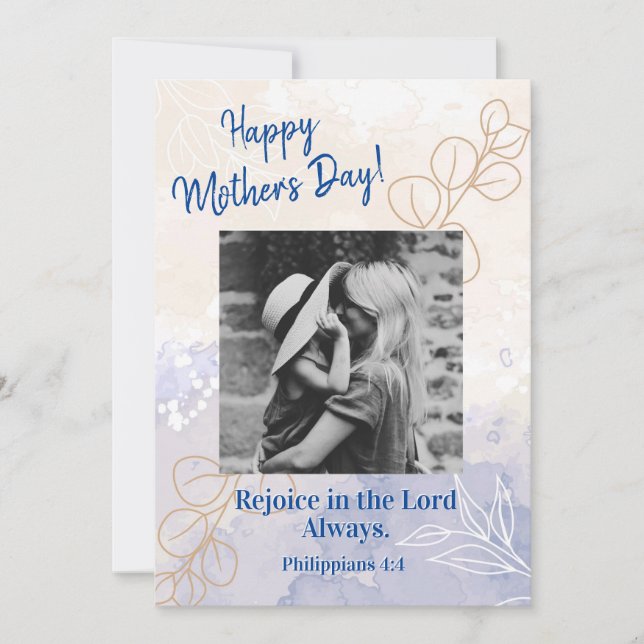 Mother's Day Photo Rejoice Bible Modern Flat Card (Front)