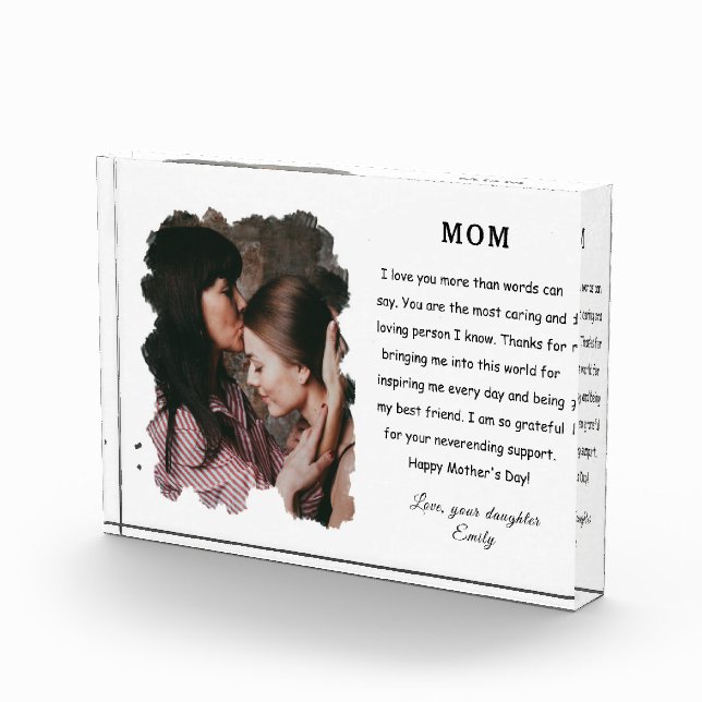 mother's day photo sweet message daughter modern   block (Right)
