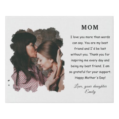 mothers day photo sweet message daughter modern  faux canvas print
