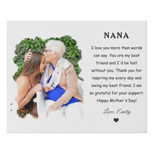 mothers day photo sweet message grandmanana faux canvas print