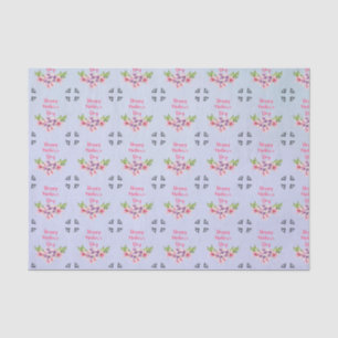 Mother's Day Pink and Purple Watercolor Magnolias Tissue Paper