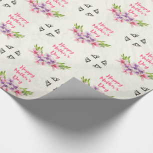 Mother's Day Pink and Purple Watercolor Magnolias Wrapping Paper