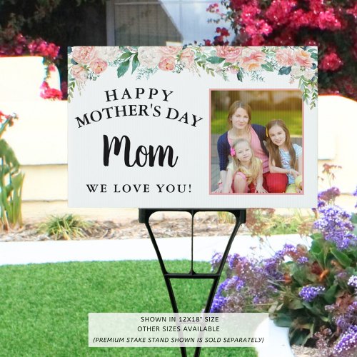 Mothers Day Pink Blush Rose Floral Photo Sign
