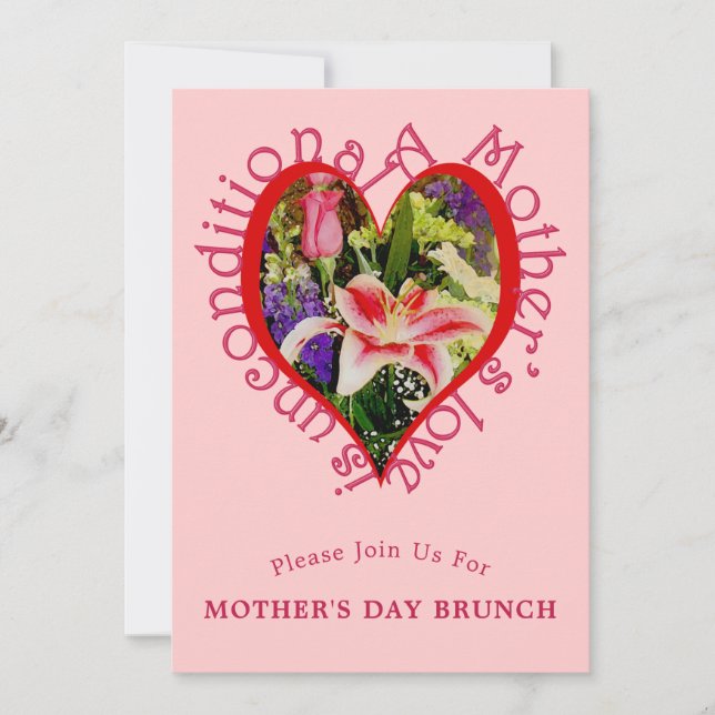 Mother's Day Pink Floral Love Brunch Invitation (Front)
