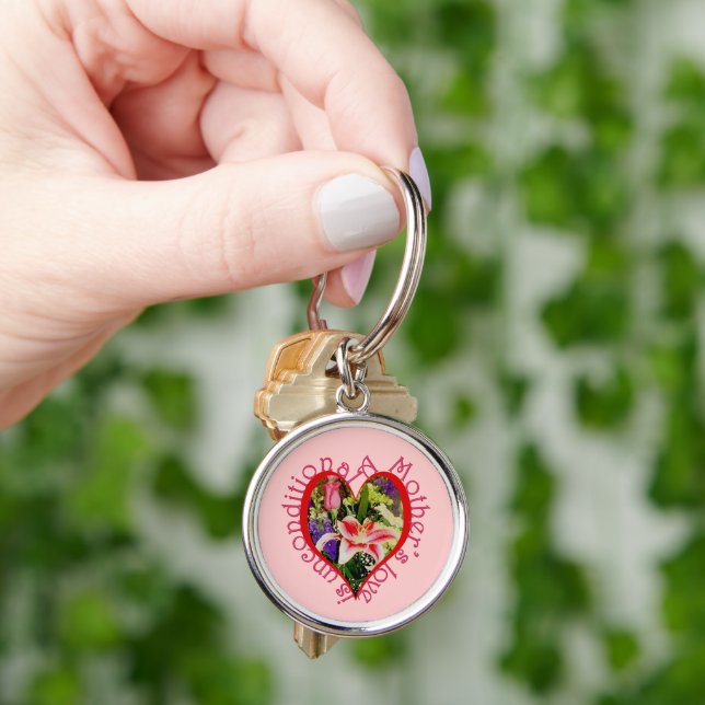 Mother's Day Pink Floral Love Unconditional Keychain (Hand)