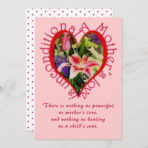 Mothers Day Pink Floral Love Unconditional Poem Holiday Card