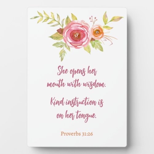 Mothers Day Pink Floral Proverbs Scripture Plaque