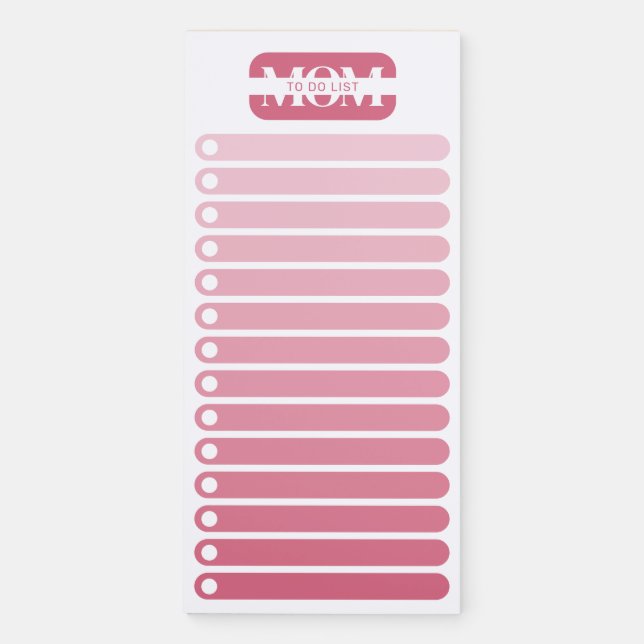 Mother's Day Pink Gradient Monogram To Do List Magnetic Notepad (Front)