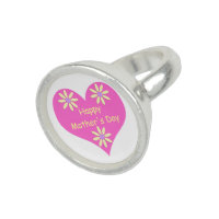 Mother's Day Pink Heart and Yellow Flowers