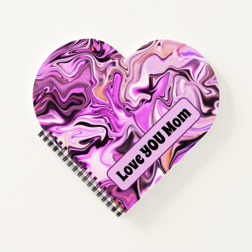 Mothers Day Pink Purple Heart Shape Notebook